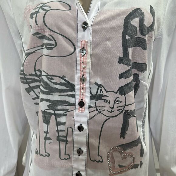 JUST WHITE BLOUSE. WHITE/BLUSH/GREY. - Picture 3 of 12